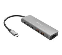 Sandberg USB-C Dock HDMI + 2xUSB-A + 2xUSB-C + PD100W Avec fil USB 3.2 Gen 1 (3.1 Gen 1) Type-C Aluminium