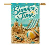 Sandcastle Drapeau de maison en toile de jute double face pour extérieur, terrasse, pelouse, entrée, camping - Turquoise - 71 x 101 cm