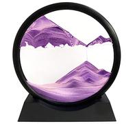 SANDCLE Peinture de Sable Mobile - Cadre Sablier, Images de l'art du Sable en Mouvement, Sable Dynamique dans un Verre Rond, 3D Sable de Paysage pour le Bureau Maison Décoration（Violet, 12 Pouces）