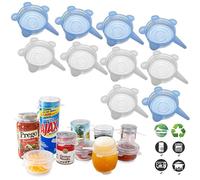 Sandd [10 Pièces] Eco Couvercle Silicone Extensible, Film Etirable Reutilisable Pour Tasse/Bouteille, Pour Micro Ondes Four, Rangement Frigo, Lfgb, Fda
