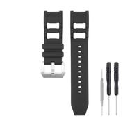 SANDEIN Bracelet de montre de 26 mm compatible avec Invicta, bracelet de rechange en caoutchouc de silicone souple pour montre de plongée russe Invicta (noir + boucle argentée)