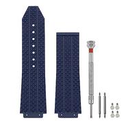 SANDEIN Bracelet de montre de 25 mm compatible avec Hublot Big Bang - Bracelet de rechange en caoutchouc de silicone souple pour montre Hublot Big Bang - Noir (25 mm, particules bleues)