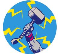 Sanders & Sanders papier peint rond autocollant Les Avengers Mjolnir Bleu et Jaune - 612051 - Ø 128 cm