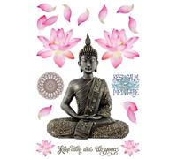 Sanders & Sanders sticker mural figure de bouddha gris et rose - 601405 - 42,5 x 65 cm