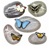Sanders & Sanders sticker mural galets gris, jaune et bleu - 600334 - 30 x 30 cm