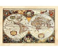 Sanders & Sanders sticker mural vintage carte du monde beige, jaune et orange - 600315 - 42,5 x 65 cm