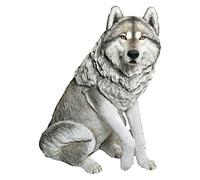 Sandicast Figurine Grande Taille de la Vie de la Sculpture de Loup Gris, Blanc, Life Size
