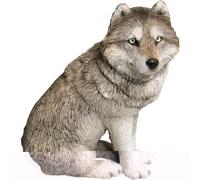 Sandicast Figurine Grande Taille de la Vie de la Sculpture de Loup Gris, Blanc, Mid Size