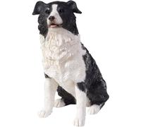 Sandicast Figurine Noir et Blanc Border Collie Sculpture, Noir, S Size