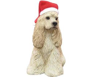 Sandicast Ornement Cocker, Buff, Assis avec Un Chapeau de Père Noël