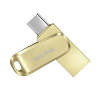 SanDisk 128 Go Ultra Dual Drive Luxe, Clé USB USB Type-C, entièrement métallique avec connecteurs USB Type-C et USB Type-A réversibles, pour smartphones, tablettes, Mac et PC - L'or