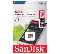 SANDISK 16 Go 98 Mo/s - Carte Mémoire Micro SDHC Ultra UHS-I A1 U1 CLASSE 10 V10