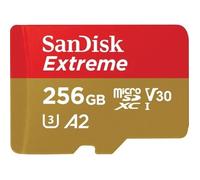 SanDisk Carte mémoire microSDXC Extreme 256 Go – Classe 10 A2 UHS‑I U3 V30 avec adaptateur SD