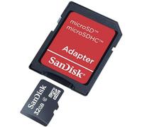 SanDisk 32GB Class 4 MicroSD with microSDHC-SD Adapter, Black