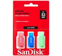 SanDisk Clé USB Cruzer Blade SDCZ50C-032G-B46T 32 Go USB 2.0 Pack de 3 (Bleu/Rose/Vert)