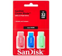 SanDisk 32GB Cruzer Blade USB Flash Drive , Blue/Pink/Green, 3count(Pack of 1) B