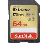 SanDisk 64 Go Extreme carte SDXC + RescuePRO Deluxe, jusqu'à 170 Mo/s, UHS-I, Classe 10, U3, V30