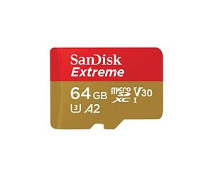 SanDisk 64 Go Extreme microSDXC Carte micro sd + adaptateur SD, UHS-I V30, jusqu'à 170 Mo/s, pour votre smartphone, caméra d'action ou droner, RescuePro Deluxe, A2, Class 10, U3
