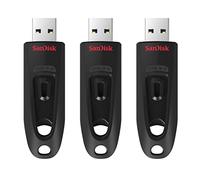SanDisk 64 Go Ultra Clé USB 3.0 , jusqu'à 130 Mo/s, paquet de trois, Noir