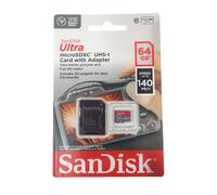 SanDisk 64GB Ultra Carte SD Micro SDXC Avec Adaptateur UHS-I Class 10 U1 140MB /