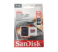 SanDisk 64GB Ultra Carte SD Micro SDXC Avec Adaptateur UHS-I Class 10 U1 140MB /