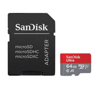 SanDisk Carte microSDXC Ultra 64 Go – 140 Mo/s A1 Cl. 10 UHS‑I + adaptateur