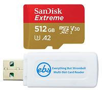 SanDisk Carte mémoire 512 Go Extreme MicroSDXC UHS-I jusqu'à 190 Mo/s C10 A2 compatible avec les modèles de téléphones Samsung A-Series (SDSQXAV-512G-GN6MN) avec 1 micro lecteur de carte Everything