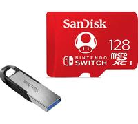 SanDisk Carte mémoire flash 128 Go UHS-I U3 microSDXC UHS-I pour Nintendo Switch + Clé USB 3.0 SanDisk Ultra Flair 128Go 150 Mb/s