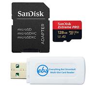 SanDisk Carte mémoire microSD Extreme Pro 128 Go avec adaptateur compatible avec drone DJI Air 3, Air 3S et OSMO Action 4 (SDSQXCD-128G-GN6MA) avec 1 lecteur de carte micro SD et SD Everything But