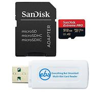 SanDisk Carte mémoire microSD Extreme Pro avec adaptateur Fonctionne avec drone d'action DJI Mini 4 Pro (SDSQXCD-512G-GN6MA) A2 UHS-I U3 4K avec 1 lecteur de carte micro SDXC et SD Everything But