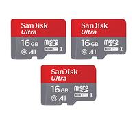 SanDisk Carte Mémoire MicroSDHC Ultra 16 Go + Application Zone mémoire, avec performances de l'application A1 jusqu'à 98 Mo / s, UHS-I, classe 10, U1 (pack de 3)