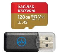 SanDisk Carte mémoire MicroSDXC Extreme 128 Go compatible avec Insta360 X3, X4 et X5 Action Camera (SDSQXAA-128G-GN6MN) V30 A2 Bundle avec (1) Everything But Stromboli MicroSD et lecteur de carte SD