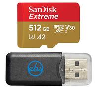 Sandisk Carte mémoire MicroSDXC Extreme 512 Go pour tablettes compatible avec Samsung Galaxy Tab S9 FE et FE+ (SDSQXAV-512G-GN6MN) U3 V30 avec 1 lecteur de carte SD et microSDXC Everything But