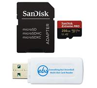 SanDisk Carte mémoire microSDXC Extreme PRO 256 Go compatible avec DJI Air 3S, Air 3 Drone et OSMO Action 4 (SDSQXCD-256G-GN6MA) Bundle avec 1 lecteur de carte micro SD et SD Everything But Stromboli