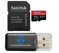SanDisk Carte mémoire MicroSDXC Extreme Pro 512 Go, compatible avec GoPro 1 Pro, 1, 1 Pro ILS (SDSQXCD-256G-GN6MA) Bundle avec 1 Everything But Stromboli MicroSD et lecteur SD
