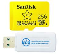 SanDisk Carte mémoire microSDXC UHS-I pour Nintendo Switch OLED Model (SDSQXAO-256G-GNCZN) U3, Classe 10, 4K UHD Bundle avec (1) tout sauf Stromboli MicroSDXC et lecteur de cartes SD
