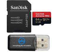SanDisk Carte mémoire UHS-I 64 Go version Extreme Pro avec adaptateur MicroSDXC compatible avec appareil photo Osmo Action 5 Pro SDSQXCU-064G-GN6MA - Ensemble avec (1) lecteur de carte microSD