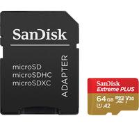 SANDISK - Cards Extreme Plus MICROSDXC 64 Go + Adaptateur SD 200 Mo/S 90 Mo/S A2 C10 V3