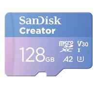SanDisk Creator - Carte mémoire flash (adaptateur microSDXC vers SD inclus(e)) - 128 Go - A2 / Video Class V30 / UHS-I U3 - microSDXC UHS-I