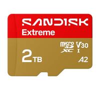 SANDISK Carte microSD extrême de 2 to + Adaptateur, jusqu'à 245 Mo/s en | UHS-I, V30, 5K et 4K UHD, U3, C10, A2, vitesse d'écriture jusqu'à 150 Mo/s, idéal pour caméras d'action + drones