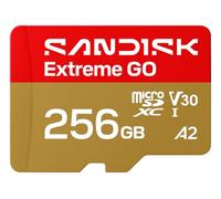 SANDISK Carte microSDXC UHS-I Extreme GO 256 Go, vidéo UHD 5K et 4K, lecture 240 Mo/s en lecture, 160 Mo/s en écriture, A2, U3, V30, haute vitesse pour Android, caméra d'action et jeux vidéo