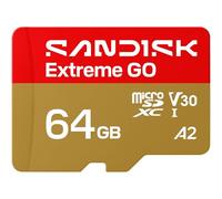 SANDISK Carte microSDXC UHS-I Extreme GO 64 Go, vidéo UHD 5K et 4K, lecture 170 Mo/s, écriture 80 Mo/s, A2, U3, V30, haute vitesse pour Android, caméra d'action et jeux vidéo