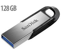 SanDisk Ultra Flair 128 Go Flash Drive (Clé USB, des vitesses allant jusqu'à 150 Mo/s, USB 3.0, Protection par mot de passe, Un boîtier en métal élégant et resistant) Argent/Noir