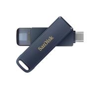 SanDisk 64GB Phone Drive Clé USB, pour iPhone/iPad, PC, Mac, (2-en-1 iPhone Stockage, Lightning & USB Type-C Connecteur, Sauvegarde Automatique, Chiffrement, Récupération) Bleu Ciel Métallique
