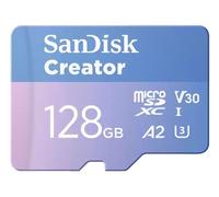 SanDisk Creator - Carte mémoire flash (adaptateur microSDXC vers SD inclus(e)) - 128 Go - A2 / Video Class V30 / UHS-I U3 - microSDXC UHS-I