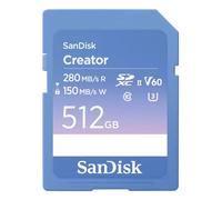 SanDisk Creator Carte SDXC au détail 512 GB Class 10, v60 Video Speed Class, UHS-II U3 Commutateur de protection d'écriture