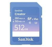 SanDisk Carte SDXC Creator 512 GB Class 10 V60 UHS‑II U3 avec commutateur de protection d'écriture