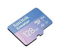 SanDisk Creator - Carte mémoire flash (adaptateur microSDXC vers SD inclus(e)) - 128 Go - A2 / Video Class V30 / UHS-I U3 - microSDXC UHS-I