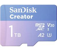 SanDisk Creator Carte microSDXC au détail 1 TB A2 Application Performance Class, UHS-I U3, v30 Video Speed Class avec adaptateur