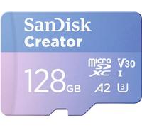 SanDisk Creator microSDXC UHS-II 128 Go avec adaptateur (carte microSD pour smartphones, caméras et drones, 5.3K & 4K, A2, C10, V30, U3, jusqu'à 190 Mo/s, 3 mois à Adobe Lightroom inclus)